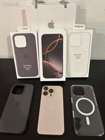 IPhone 16pro 256go état neuf garantie avec 2 coques officiel