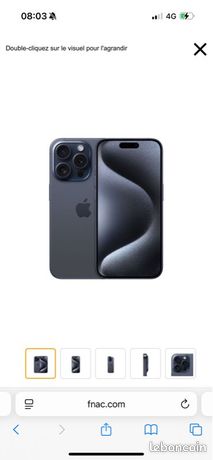 IPhone 15 pro Max 256g bleu titanium