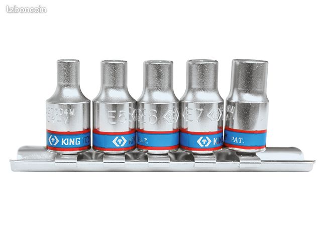 Jeu de 5 douilles Torx E4-E5-E6-E7-E8 - king tony 2105PR
