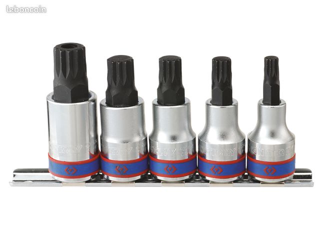 Jeu de douilles tournevis XZN® 1/2" sur rail - 5 pièces - king tony 4105PR