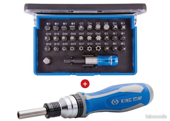 Jeu de tournevis à cliquet avec embouts + coffret d'embouts de vissage 1/4" - 40 pièces - 32540MR