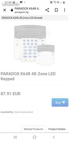 Keypads alarme paradox k648