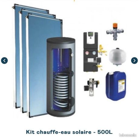 Kit chauffe-eau solaire 4 panneaux + ballon 500L