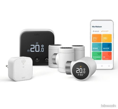 Kit de démarrage thermostat connecté sans fil Tado X Noir et blanc + 4 têtes thermostatiques