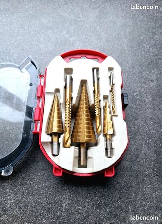 Kit de Forets Coniques et de Rainurage Perceuse / Visseuse Bois Métal Placo Rail