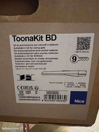 Kit motorisation portail battant NICE toona 4024
