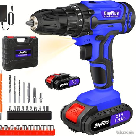 Kit Perceuse Visseuse Sans Fil 21V 45Nm LED Batterie + Accessoires