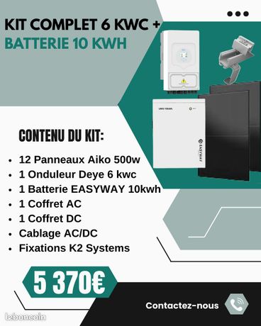 Kit solaire avec batterie de stockage 10.4Kwh
