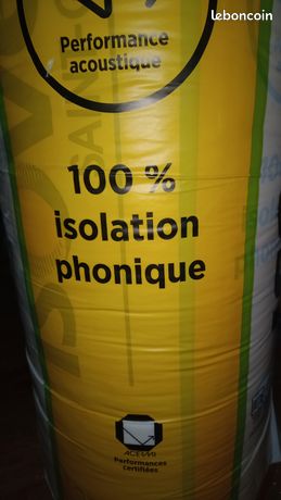 Laine de verre acoustique non revêtue ISOVER - 60 cm x 65 m ép. 45 mm