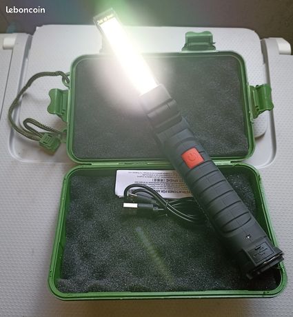 Lampe de travail LED COB rechargeable USB 4 modes Base magnétique incluse