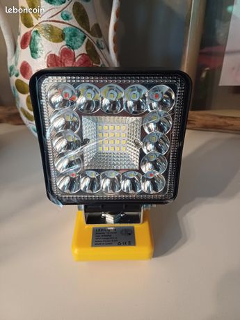 Lampe de travail led puissante + adaptateur de charge pour batterie DeWalt 18 - 20 v