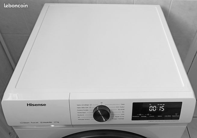 Lave-linge 12 kg étiquette A 15 programmes dont vapeur et bébé