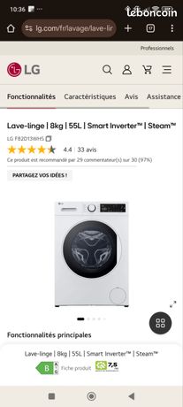 Lave linge LG 8kg pratiquement