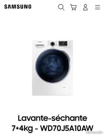 Lave Seche linge SAMSUNG Lavante-séchante 7+4kg WD70J5A10AW