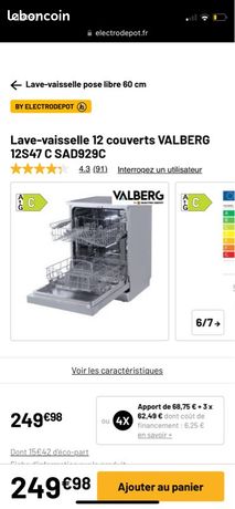 Lave-vaisselle 12 couverts VALBERG 12S47 C SAD929C