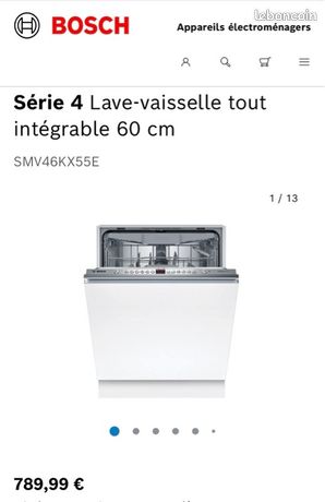 Lave vaisselle BOSCH Serie 4 SuperSilence SMV46KX55E encastrable