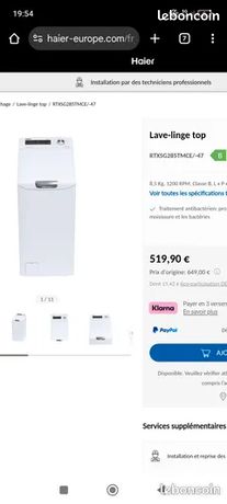 Lave linge Haier chargement 8,5kg