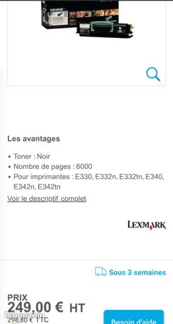 Lexmark 34017HE Toner imprimante laser NOIR