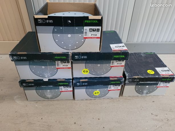 Los de 6 boîtes de disques de ponçage festool granat D185