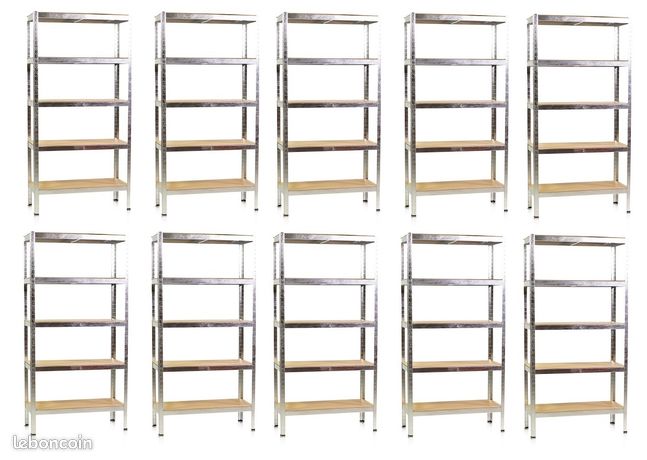LOT 10 pack étagères professionnel RANGEMENT cave garage magasin atelier entreprise rayonnage stockage
