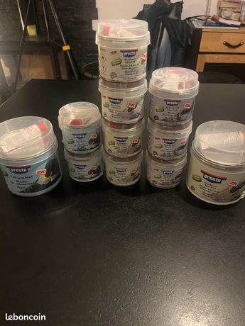 11 pots de mastic Presto 2K (fibres, plastique, rebouchage)