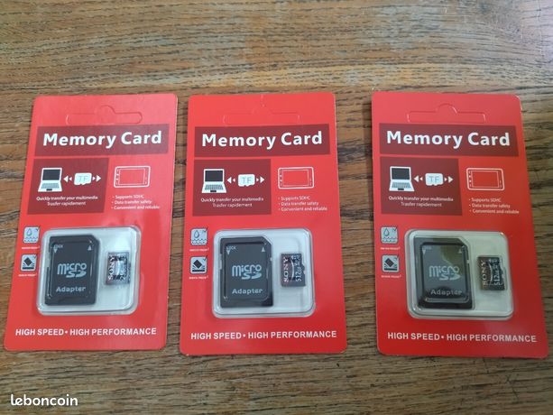 Lot 3 cartes micro sd sony 512 et 256 gb