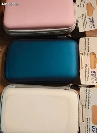 Lot 3 Pochettes Housse Nintendo DS Lite Neuves - Compatible DSi et 3DS - Rose Bleu Blanc