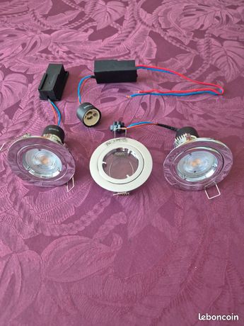 3 spots inox + ampoules GU10
