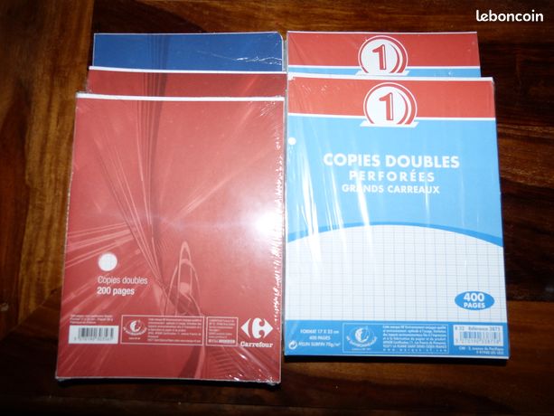 Lot 5 paquets copies perforées gd carreaux- neuves