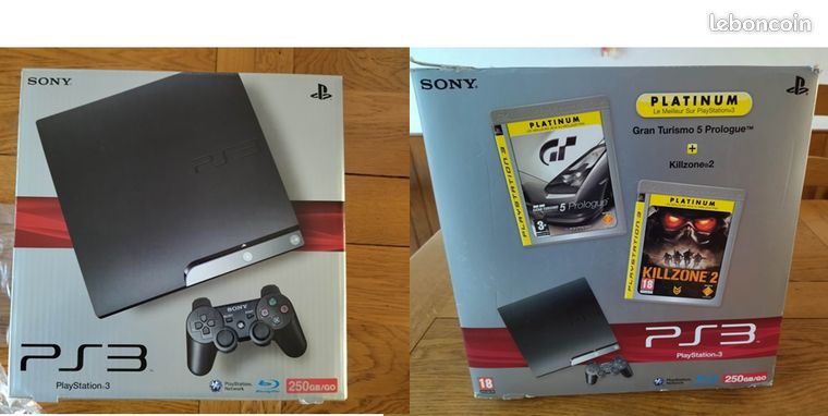 boîte PS3 + emballage PS3 Platinum Gran Turismo 5 Killzone 2 possible