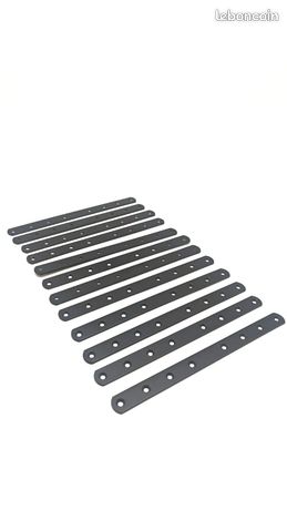 Lot de 12 supports de montage plats perforés 250 x 20 x 3 mm Plaque de montage en métal Fer noir Support plat pour la fixation de meubles Connecteur Bois plat