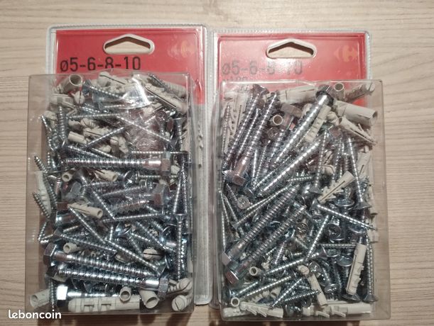 2 boites de vis et chevilles Ø 5-6-8-10Mm produit 100 pièces par