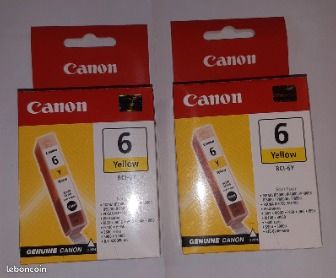 2 Canon BCI-6Y cartouche d'encre Jaune