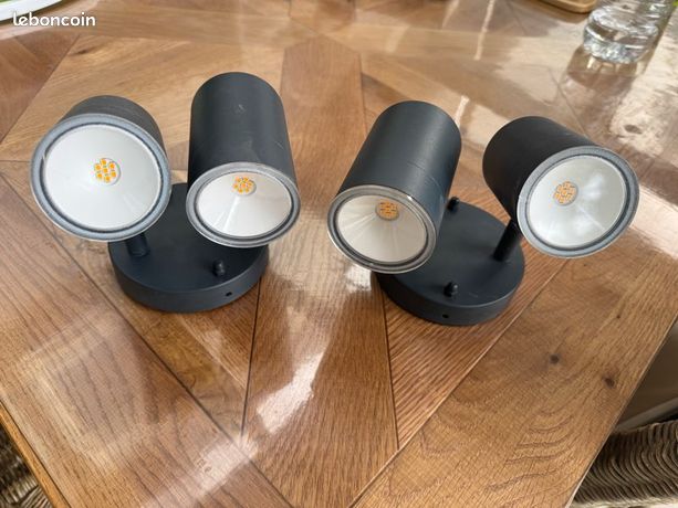 2 Doubles Spots LED Extérieur Orientables gris anthracite Type Projecteur Jardin/Façade