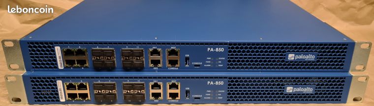 Lot de 2 Firewalls Palo Alto PA-850 1GbE 1U rack montable en TBE