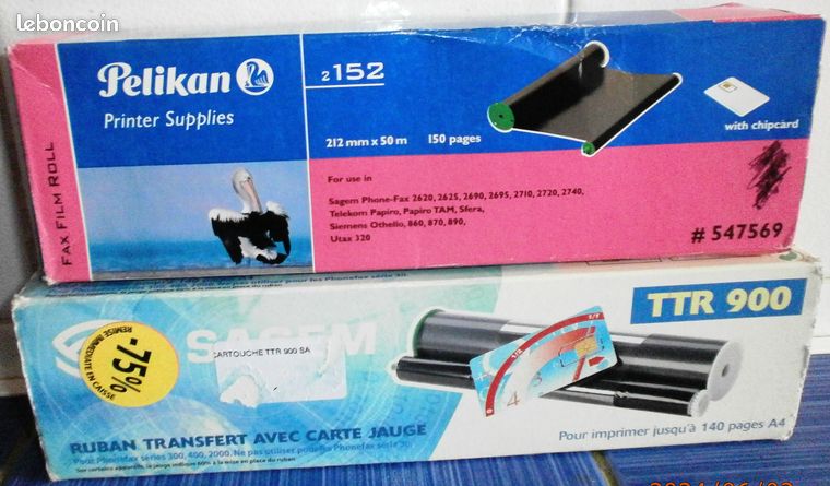 2 rubans / rouleaux encreurs pour fax