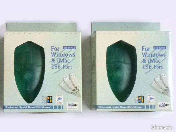Lot de 2 souris vertes translucides filaires NEUVES