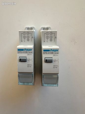 Lot de 2 télérupteurs Télérupteur Hager silencieux 1F - 230V Sans Vis - EPS510B