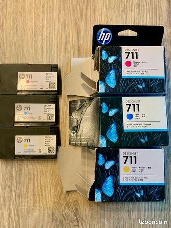 Lot de 3 Cartouches Designjet Neuves HP 711 Jaune Cyan Magenta