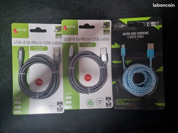 3 Chargeurs Micro USB Action