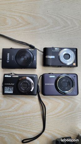 Lot de 4 appareils photo compact Canon/Olympus/NIKON/Samsung esthétiquement en super sans chargeur donc non tester