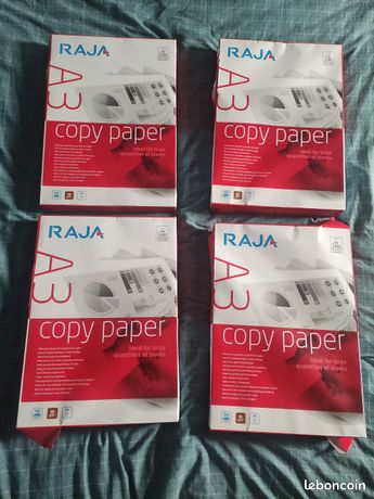 Lot de 4 ramettes papiers blancs A3 Raja neuves