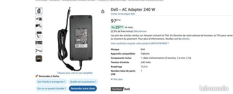 48 Chargeurs Dell 240W