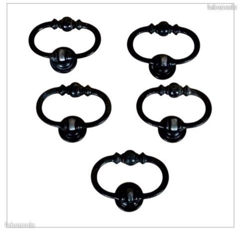 Lot de 5 Anciennes Poignées de Fenêtre en Laiton Massif - Style Vintage