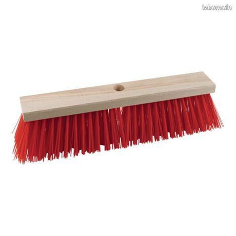 Lot de 5 balais de rue Elaston rouge en 40 cm + 5 Manches en bois en 1500 mm
