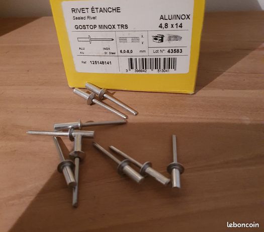 50 rivets aveugle étanche D 4.8mm x H 14 mm en aluminium et tige en acier inox