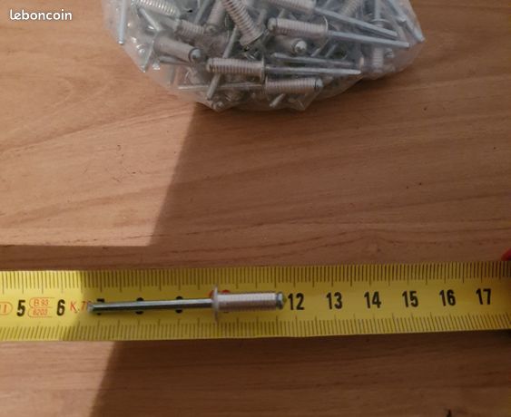 50 rivets cannelés aveugle tête plate D 4.8 mm x H 16 mm en aluminium et tige en acier zingué