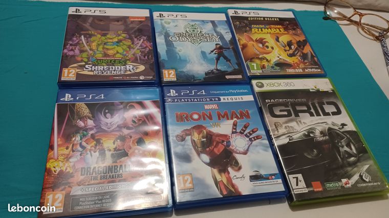 LOT de 6 Jeux Vidéo PS5 / PS4 / Xbox 360 - Très bon état
