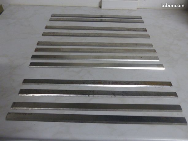 Lot de 6 paires de lames / fers pour raboteuse dégauchisseuse longueur 410 mm 4 largeurs différentes
