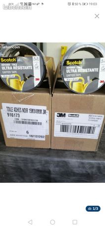 6 rouleaux scotch toile ultra résistant 15m x 48mm noir ou gris emballés 3m scotch